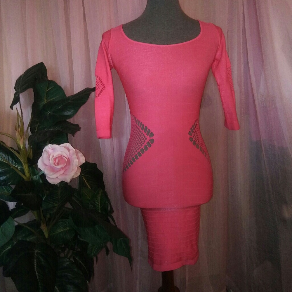 New Sexy Super Stretchy Hot Pink Dress